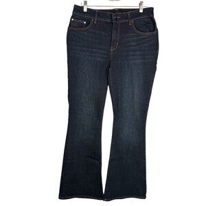 Chico's 0.5 REG US 6 S Platinum Flare Jeans Dark Wash Denim Boho Western